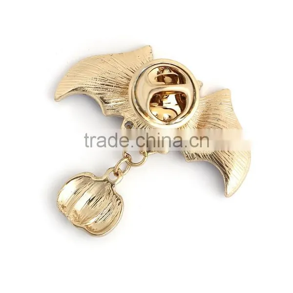 Tie Tac Lapel Pin Brooches Halloween Bat Animal Pumpkin Gold Plated Multicolor Glitter Pin Brooch photo-3
