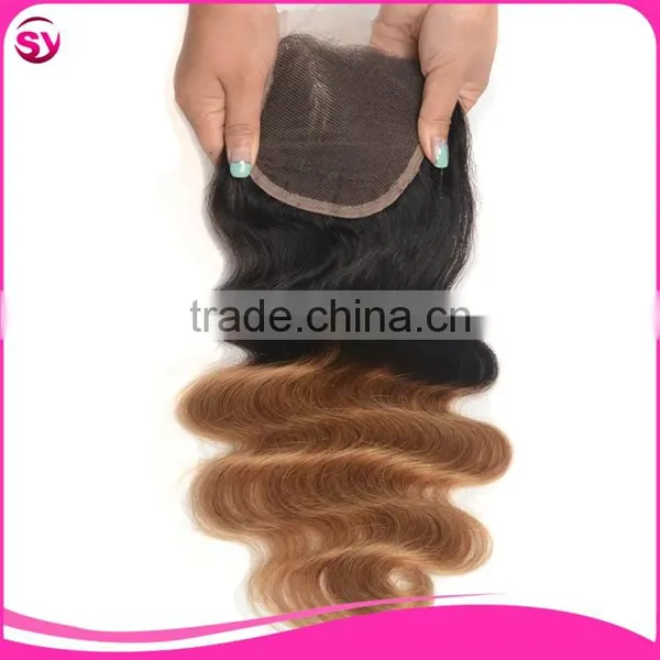 1B/27 Brazilian Ombre Blonde Hair Closure Piece, Free Parting Lace Closure Blonde photo-3