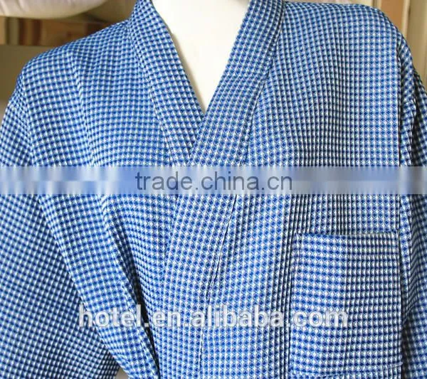 Yarn Dyed Waffle Bathrobe,factory Wholesale Bathrobe for Four Season Hotel,cotton/polyester Waffle Bathrobe photo-4