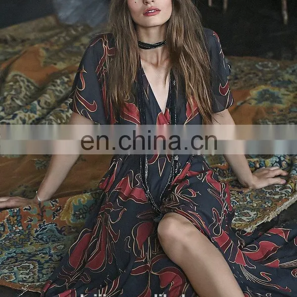 High Quality Deep v Neck Sweet Maxi Dress Lady, Long Wrap Dress photo-4