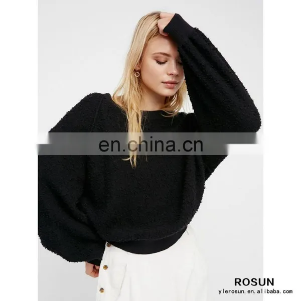 Ladies Soft Crewneck Textured Design Sweatershirt photo-2
