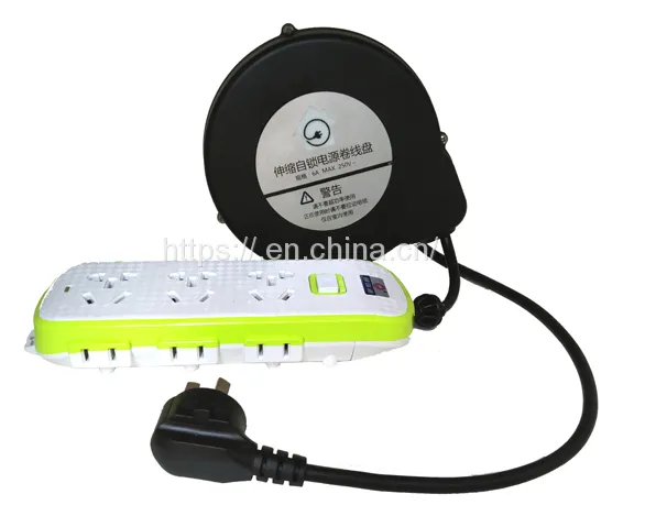 extension power cord retractable cable reel with plug and socket