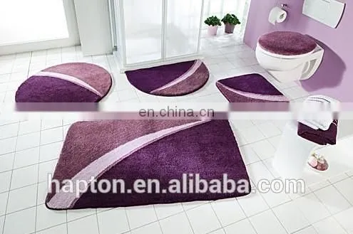 100% Micropolyester Abstract Art Colorful Jacquard Bathroom 5 Piece Set Tufted Anti-slipping Latex Back Floor Bathroom Mat Rug photo-7