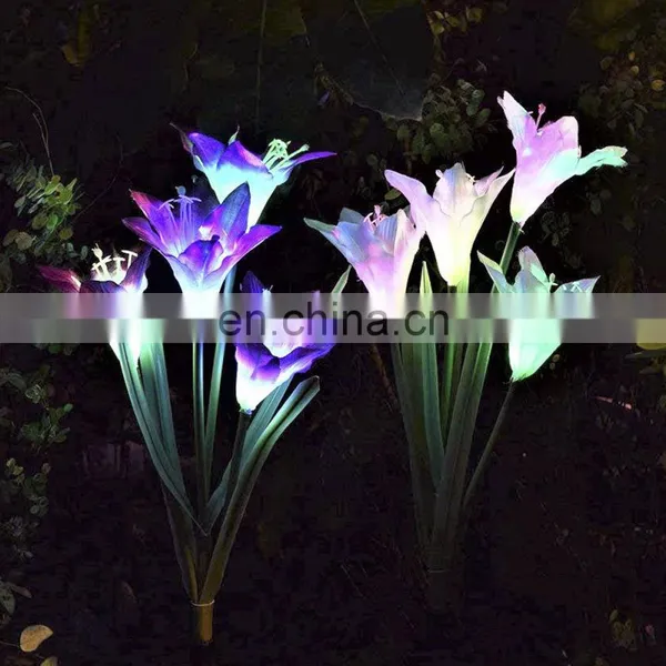 Solar Lights Outdoor - New Upgraded Solar Garden Lights, Multi-Color Changing Lily Solar Flower Lights for Patio,Yard Decoration photo-2