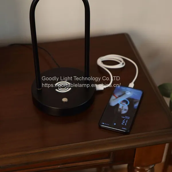Dimmable LED Desk Lamp,Glass Globe Metal Table Lamp,Wireless Charging&USB Charging Ports photo-5