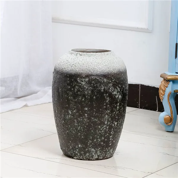 Black And White Classical Japanese Fresh Style Ceramic Floor Vase For Home Garden Decor photo-4