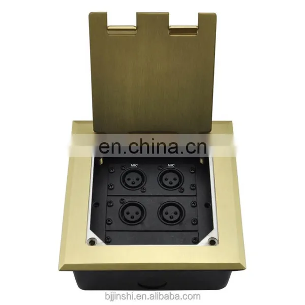 Golden Brushed Stainless Steel Electrical Floor Power Data Mounted Outlet Socket Box photo-4