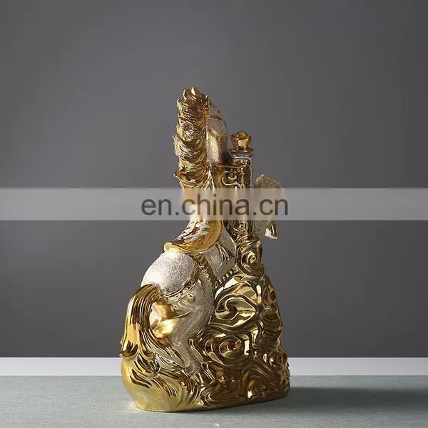 Design Custom Made 2500ml Ceramic Horse Shape Wine Bottle for Liquor/Whisky/Brandy photo-3