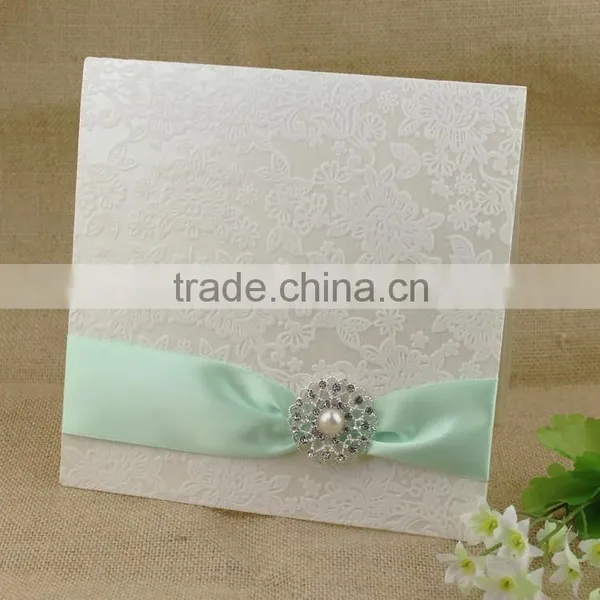 Ideal New Flower Flocking Elegant Luxurious Wedding Invitation Card photo-3
