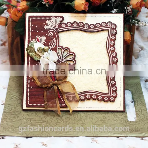 Kraft Paper Handbag Luxury Wooden Wedding Card Invitation photo-6