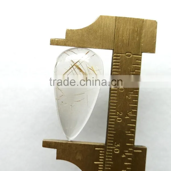 Golden Rutile Stone / Natural Rutile Cabochon Gemstone / Rutilated Quartz / photo-2