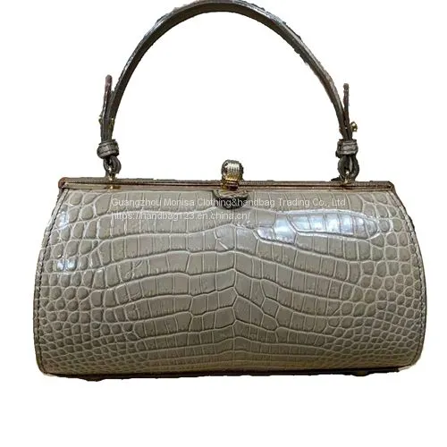 European And American Casual Cylindrical Handbag Horizontal Barrel-Shaped Leather Shoulder Bag Crocodile Leather Diagonal Bag Women photo-5