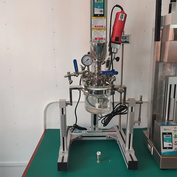 AMM-SE-1L Laboratory Simple Vacuum Semi-automatic Lifting Stainless Steel Reaction Kettle for Mixing and Homogenizing Ointment Lotion photo-3