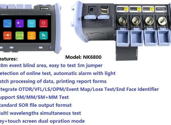 FTTH Launch Cable Mini OTDR 1310/1550/1610nm 12 in 1 OTDR for Fiber OpticTester OTDR NK6800