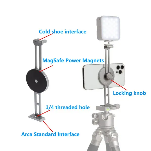 MagSafe Cell Phone Stand Iphone12,13,14,15 Magnetic Live Selfie Magnetic Lazy Desktop Video Head Tripod photo-3