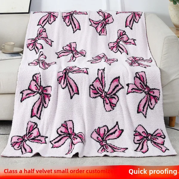 Wholesale Fashion Fleece Soft Flannel Blanket Bowknot Throw Fluffy Fleece Blanket for Sofa Couch and Bed Warm Can Customed Your Design photo-2