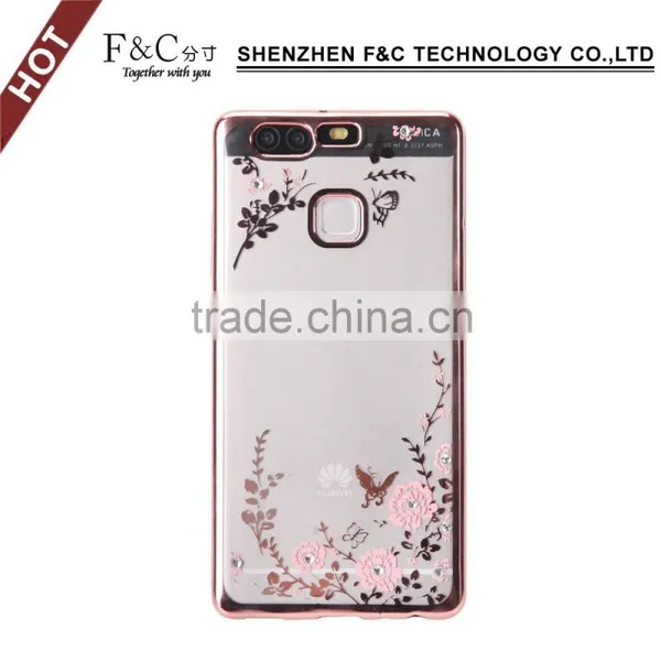 2016 China Supplier Fashion Crystal Clear Super Thin Colorful Phone Case Clear Soft Back Case Tpu Case for Huawei p9