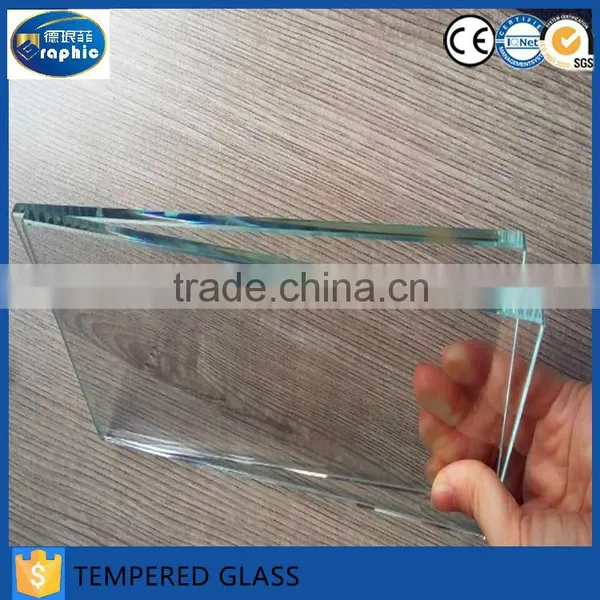 Custom Size Clear Cut Flat Edge Tempered Glass for Sale