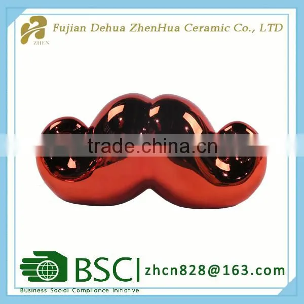 Small Mustache Desgin Ornament Ceramic Piggy Bank photo-6