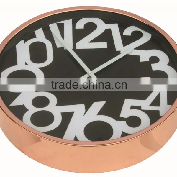Rose Gold Metal Round Shaped Decorative Wall Mounted Clock photo-2