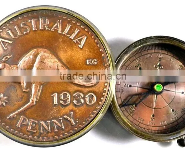 Vintage Solid Brass Decor Compass - Maritime Gift Compass With Box 13524 photo-6