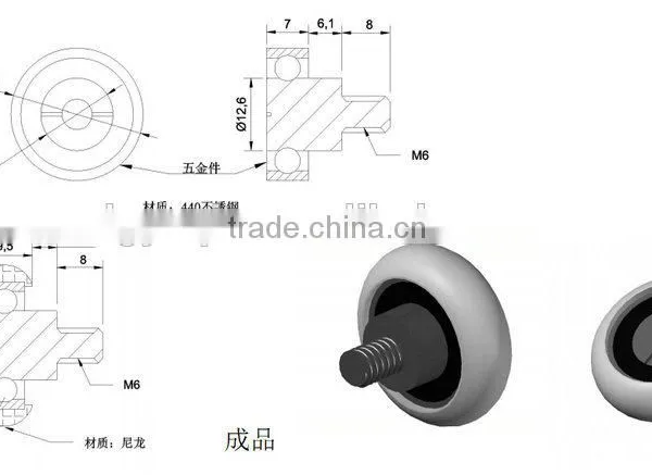 M6x27.8x9.5mm 608rs Super-tough Nylon Wheel photo-4