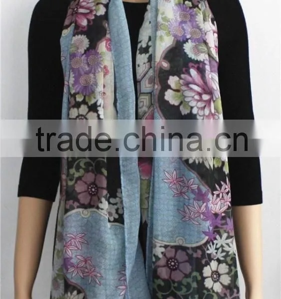 Floral Print Viscose Scarf