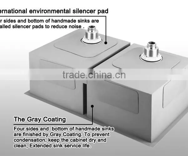 One Piece Wash Tank CUPC Certification SUS304 Handmade Kitchen Sink With Double Bowl Under Counter photo-4
