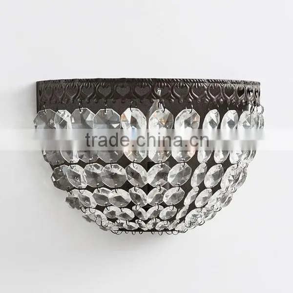 0108-6 Antique Bronze Base is Embellished With Decorative Detailing Cascading Faceted Glass Crystals Sparkle Sconce photo-3