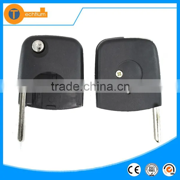 2 Butotn Key With Big Battery Place and Logo Flip Car Key Cover Shell Case Fob Blank for vw Jetta Bora Polo Golf Mk4 photo-3