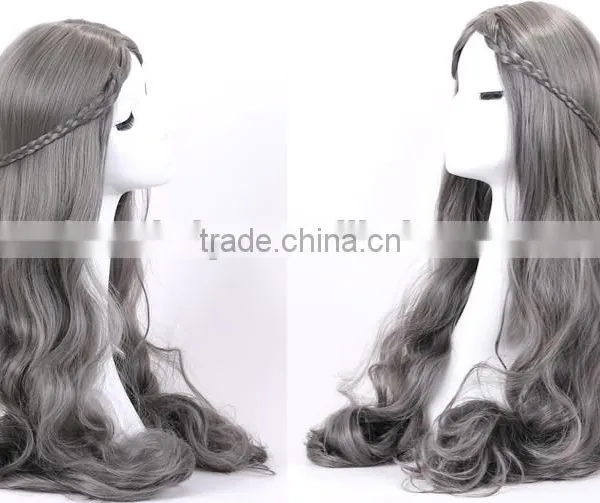 Costume Long Gray Deep Wave Wigs With Braid N360 photo-2