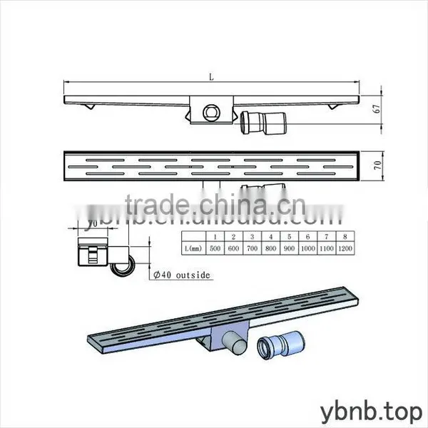 New Polished 45mm 304 Stainless Steel Bathroom Floor Linear Shower Drain photo-2
