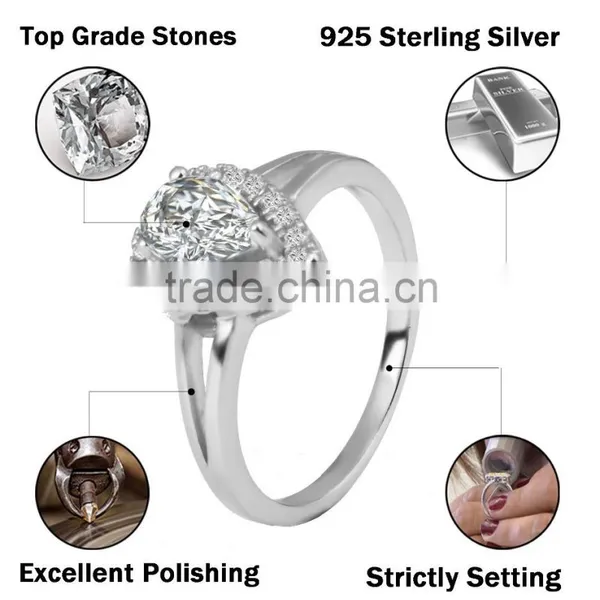 Fashion 925 Sterling Silver Ring Heart Shaped AAA Zircon Pave Setting Ring photo-2