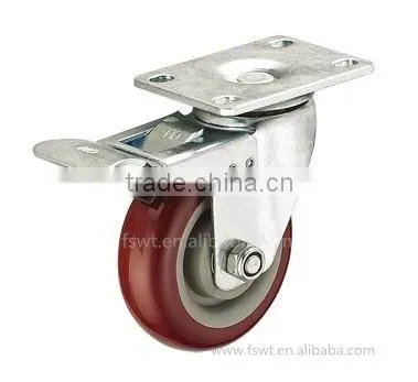 Double Bearing Swivel Plate 75mm Polyurethane Trolley Industrial Casters photo-2