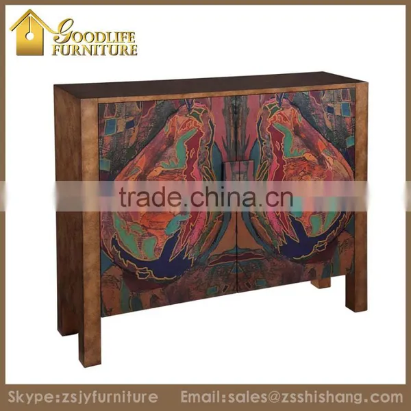 European Style Antique 2 Doors Wooden Buffet Cabinet With Hand Painted
