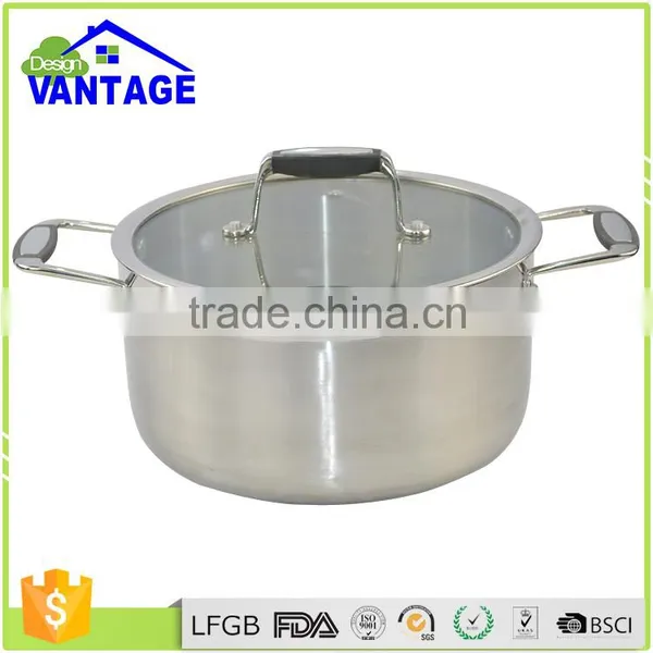 Kitchen Cabinet Item Tri-ply Stainless Steel Kitchen Queen Cookware Set With Silicon Handle and Glass Lid photo-2