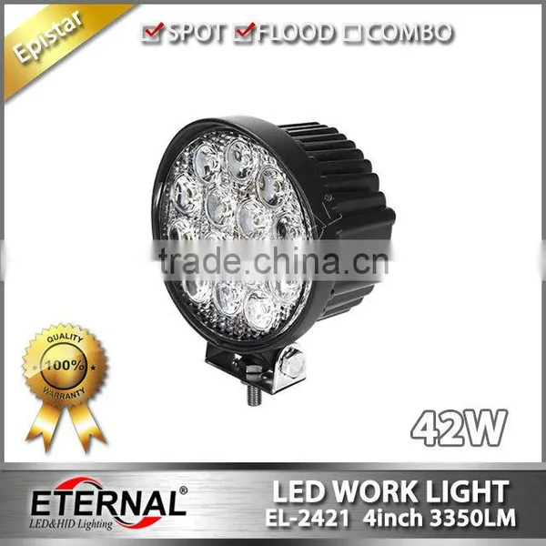 42W 4in Round Truck Tractor Excavator Crane Truck Motorcycle ATV UTV High Power Spotlight Led Working Lamp photo-2
