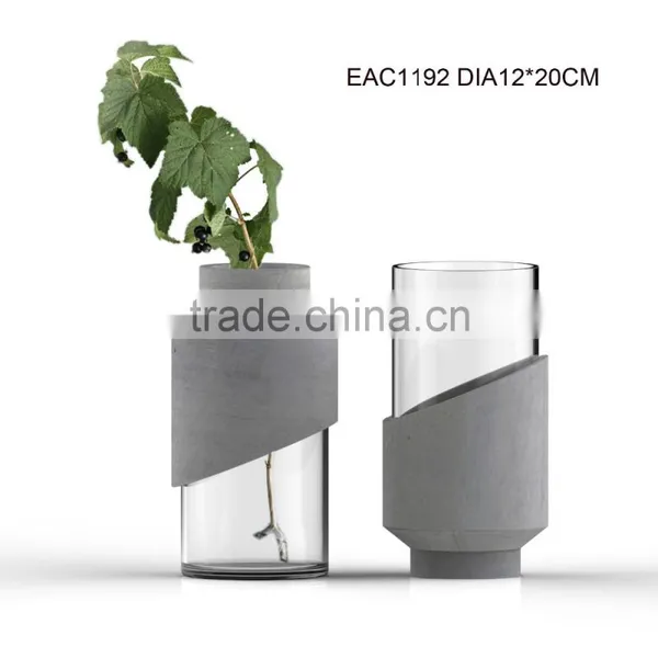 New Concrete Cement Natural Green Colored Flower Glass Vase Wholesale photo-5