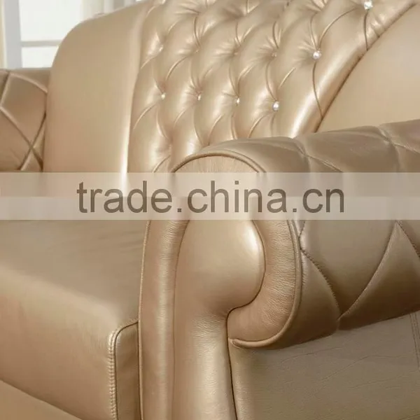 2016 New Design Modern European Style Stainless Steel Base PU/top Grain Leather Sofa Furniture Chesterfield Sofa Furniture photo-4