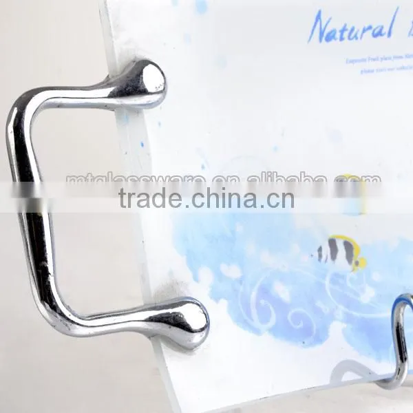 Glass Rectangle Glass Serving Tray With Rack Handle photo-2