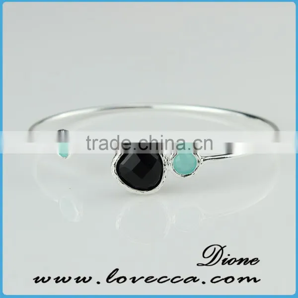Women Pendant Expandable Glass Bangle Adjustable Birthstone Charm Bracelet photo-5