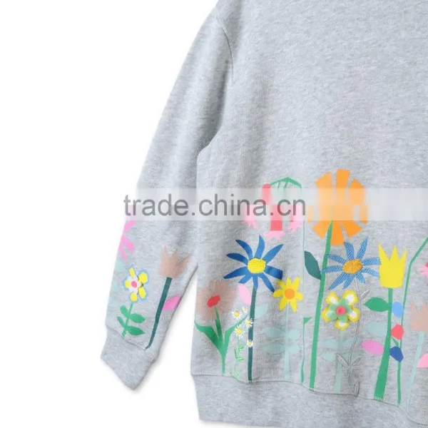 Grey Graphic Flowers Betty Sweatshirt Kid Clothing Wholesle Childern Wear HSs5141 photo-6