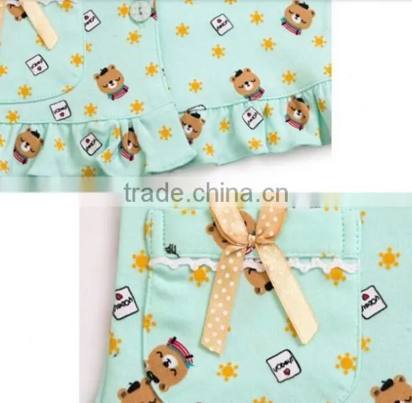 New Design 100% Cotton Pajama Sleepwear for Children,flower Printing Fabric for Pajama Children photo-2
