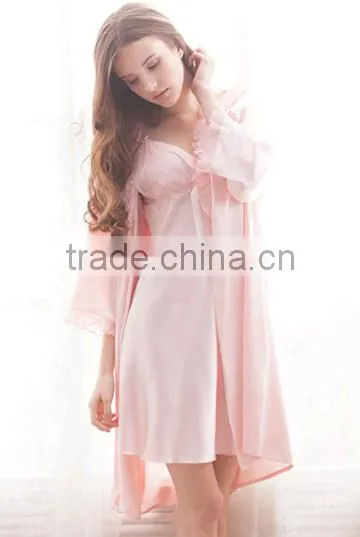 Sleepwear Wholesale Fasion Sexy Image Satin 100% Silk Nightgowns photo-2