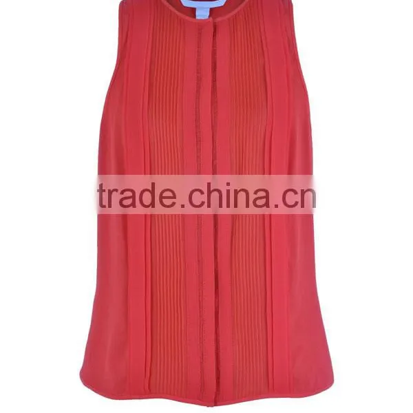 Fashion Polyestersleeveslss Raceful Pleats Direct Manufacturer High Quality Pants and Blouses Set photo-2