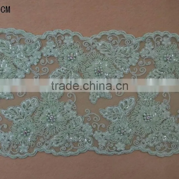 2017 Fancy George Lace Indian Embroidered Beaded Lace Trim Border photo-3
