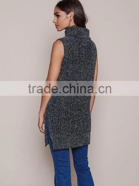 MGOO Hot Sale Women Turtleneck Sweaters Dress Vest Sleeveless Fashion Charcoal Knitted Dress For Winter photo-5