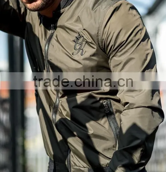 Hot Sale Khaki Men's Bomber Jacket 100% Polyester Dri-Fit Performance Full Zip Jacket Lightweight Windbreaker photo-3