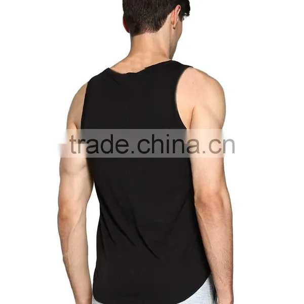 Black Plain Custom Mens Gym Singlet photo-3