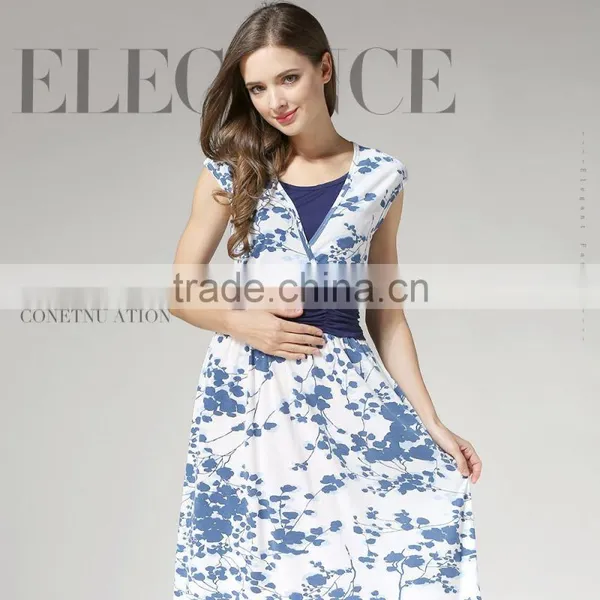 Maternity Evening Dress Loose and Comfortable Nursing Clothing Floral Pregnant Mothers Skirts photo-2